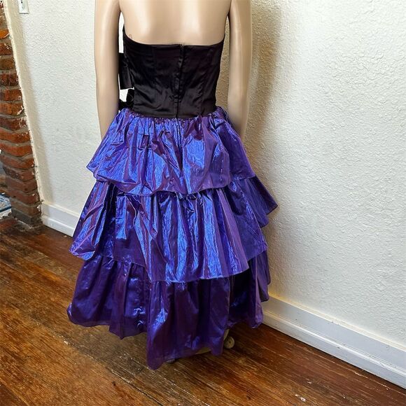 VTG Jessica McClintock x Gunne Sax 1980s Black/Purple Strapless Dress -XS - Picture 3 of 10